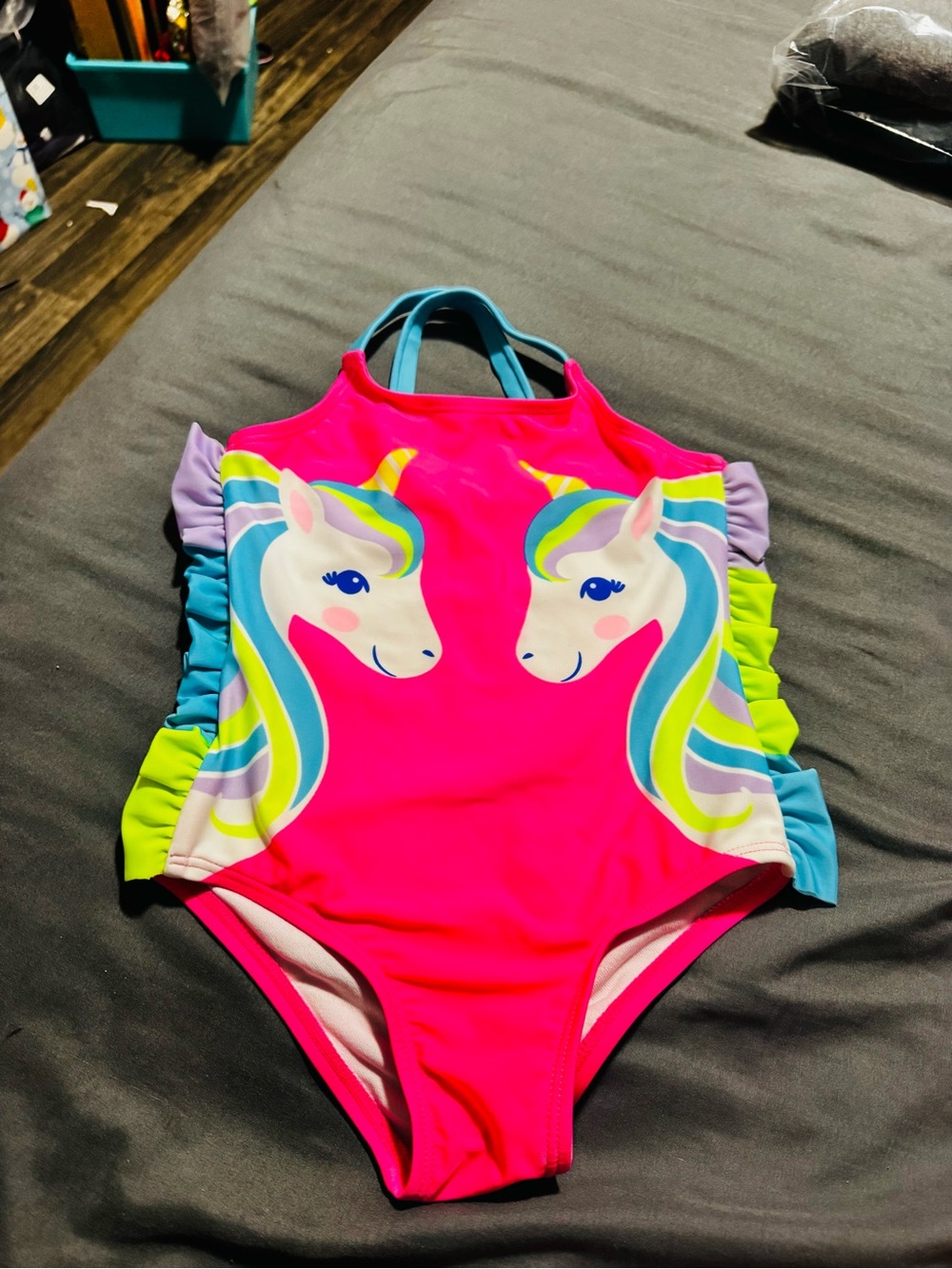 Girls' Hot Pink Unicorn One-Piece Swimsuit